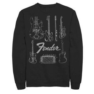 �A�j���L�����N�^�[ �����Y �g�b�v�X T�V���c �X�E�F�b�g ���S Licensed Character Men's Fender Guitars & Amp Logo Sweatshirt Black �u���b�N