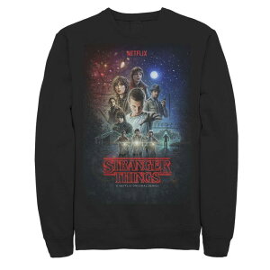 �A�j���L�����N�^�[ �����Y �g�b�v�X T�V���c �X�E�F�b�g Licensed Character Men's Netflix Stranger Things Group Shot Illustrated Poster Sweatshirt Black �u���b�N