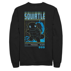�A�j���L�����N�^�[ �����Y �g�b�v�X T�V���c �X�E�F�b�g�[�� Licensed Character Big & Tall Pok mon Squirtle Grid Sweatshirt Black �u���b�N
