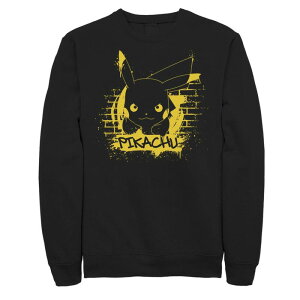�A�j���L�����N�^�[ �����Y �g�b�v�X T�V���c �X�E�F�b�g�[�� Licensed Character Big & Tall Pok mon Pikachu Graffiti Running Sweatshirt Black �u���b�N