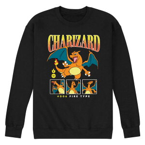 �A�j���L�����N�^�[ �����Y �g�b�v�X T�V���c �t���[�X �O���t�B�b�N Licensed Character Men's Pokemon Charizard Poses Graphic Fleece Black �u���b�N