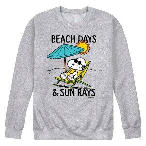 �A�j���L�����N�^�[ �����Y �g�b�v�X T�V���c �X�E�F�b�g �O���t�B�b�N Licensed Character Men's Peanutsnoopy Beach Days & Sun Rays Graphic Sweatshirt Gray �O���[
