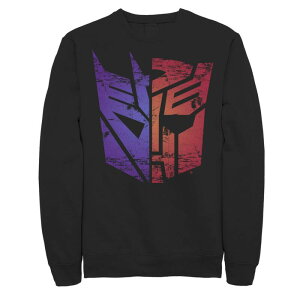 �A�j���L�����N�^�[ �����Y �g�b�v�X T�V���c �X�E�F�b�g�[�� �t���[�X Licensed Character Big & Tall Transformers Decepticons Autobotsplit Emblems Fleece Sweatshirt Black �u���b�N
