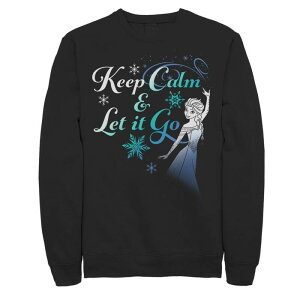�f�B�Y�j�[ �����Y �g�b�v�X T�V���c �X�E�F�b�g Men's Disney's Frozen Elsa Keep Calm & Let It Go Sweatshirt Black �u���b�N