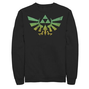 �A�j���L�����N�^�[ �����Y �g�b�v�X T�V���c �X�E�F�b�g Licensed Character Men's Nintendo Legend of Zelda Triforce Green Fade Sweatshirt Black �u���b�N