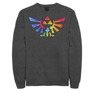 �A�j���L�����N�^�[ �����Y �g�b�v�X T�V���c �X�E�F�b�g Licensed Character Men's Nintendo Legend of Zelda Triforce Symbol Tie Dye Sweatshirt Charcoal Heather �`���R�[��