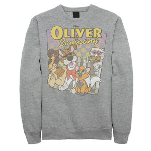 �f�B�Y�j�[ �����Y �g�b�v�X T�V���c �X�E�F�b�g �O���t�B�b�N Disney's Oliver & Company Men's Checkerboard Poster Graphic Sweatshirt Athletic Heather �w�U�[