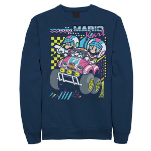 �A�j���L�����N�^�[ �����Y �g�b�v�X T�V���c �g�[�� �t���[�X �O���t�B�b�N Licensed Character Big & Tall Nintendo Mario Kart Mario Luigi Dartingraphic Fleece Pullover Navy �l�C�r�[
