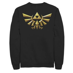 �A�j���L�����N�^�[ �����Y �g�b�v�X T�V���c �X�E�F�b�g�[�� �t���[�X Licensed Character Big & Tall The Legend Of Zelda 3D Hyrule Crest Fleece Sweatshirt Black �u���b�N
