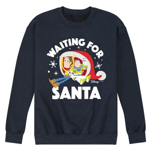 �f�B�Y�j�[ �s�N�T�[ �����Y �g�b�v�X T�V���c �X�E�F�b�g �t���[�X Disney / Pixar's Toy Story Woody & Buzz Lightyear Men's Waiting For Santa Fleece Sweatshirt Navy �l�C�r�[