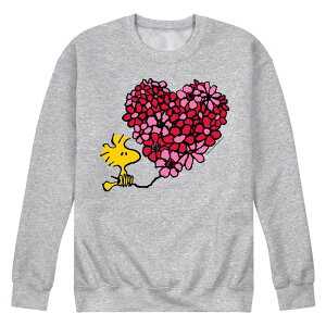 �A�j���L�����N�^�[ �����Y �g�b�v�X T�V���c �t�����[�� �X�E�F�b�g �t���[�X �t�����[ Licensed Character Men's Peanuts Woodstock Floral Heart Fleece Sweatshirt Heather Gray �O���[