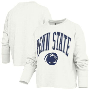 �v���X�{�b�N�X ���f�B�[�X �g�b�v�X T�V���c Women's Pressbox White Penn State Nittany Lions Motley Boxy Waist-Length Long Sleeve T-Shirt Pst White �z���C�g