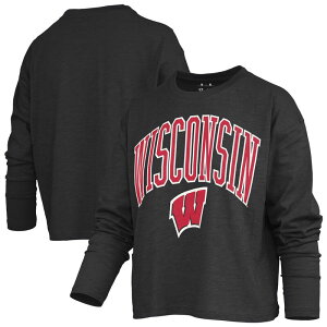 �v���X�{�b�N�X ���f�B�[�X �g�b�v�X T�V���c Women's Pressbox Black Wisconsin Badgers Motley Boxy Waist-Length Long Sleeve T-Shirt Wis Black �u���b�N