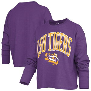 �v���X�{�b�N�X ���f�B�[�X �g�b�v�X T�V���c Women's Pressbox Purple LSU Tigers Motley Boxy Waist-Length Long Sleeve T-Shirt Lsu Purple �p�[�v��
