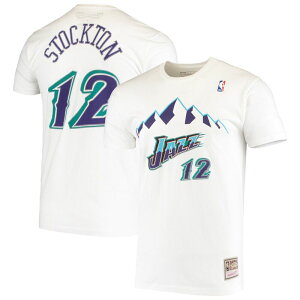 �A���u�����f�b�h �����Y �g�b�v�X T�V���c Unbranded Men's Mitchell & Ness John Stockton White Utah Jazz Hardwood Classicstitch Name & Number T-Shirt Jaz White �z���C�g