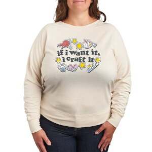 �A�j���L�����N�^�[ ���f�B�[�X �g�b�v�X T�V���c �v���X�T�C�Y �p�C�� Licensed Character Plusize If I Want It I Craft It French Terry Long Sleeve Tee Beige �x�[�W��