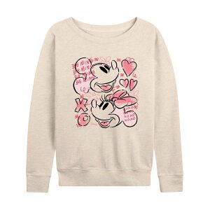 �f�B�Y�j�[ ���f�B�[�X �g�b�v�X T�V���c �p�C�� Women's Disney's Mickey & Minnie XOXO Sketch French Terry Long Sleeve Tee Beige �x�[�W��