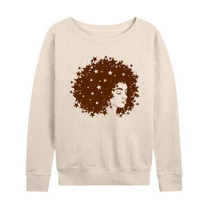 �A�j���L�����N�^�[ ���f�B�[�X �g�b�v�X T�V���c �p�C�� Licensed Character Women'starry Afro Woman French Terry Long Sleeve Tee Beige �x�[�W��