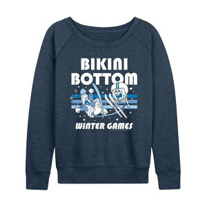 �j�R���f�I�� ���f�B�[�X �g�b�v�X T�V���c �p���c �p�C�� Nickelodeon Women'spongeBob SquarePants French Terry Long Sleeve Tee Heather Indigo �w�U�[