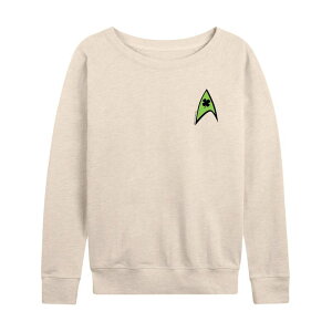 �A�j���L�����N�^�[ ���f�B�[�X �g�b�v�X T�V���c �p�C�� ���S Licensed Character Women'star Trek Starfleet Clover Logo French Terry Long Sleeve Tee Beige �x�[�W��