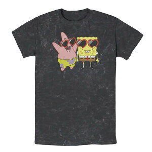 �A�j���L�����N�^�[ �����Y �g�b�v�X T�V���c �p���c Licensed Character Men'spongeBob SquarePants & Patrick Heart Glasses Tee Black �u���b�N