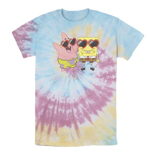�A�j���L�����N�^�[ �����Y �g�b�v�X T�V���c �p���c Licensed Character Men'spongeBob SquarePants & Patrick Heart Glasses Tee Blue Pink Light Yellow �u���[
