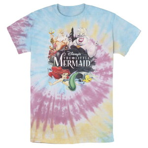 �f�B�Y�j�[ �����Y �g�b�v�X T�V���c Men's Disney The Little Mermaid VHS Cover Portrait Bomabrd Wash Tee Blue Pink Light Yellow �u���[