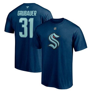 �A���u�����f�b�h �����Y �g�b�v�X T�V���c Unbranded Men's Fanatics Branded Philipp Grubauer Deep Sea Blue Seattle Kraken Authentic Stack Name & Number T-Shirt Krk Navy �l�C�r�[