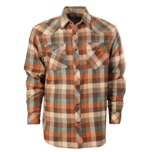 �W���x���e�B �����Y �g�b�v�X T�V���c Gioberti Men's Western Brushed Flannel Plaid Checkered Shirt w/Snap-on Button Orange Khaki Teal �e�B�[��