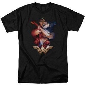 �A�j���L�����N�^�[ �����Y �g�b�v�X T�V���c Licensed Character Wonder Woman Movie Arms Crossed Short Sleeve Adult-shirt Black �u���b�N