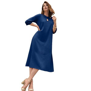 �W�F�V�J�����h�� ���f�B�[�X �g�b�v�X �����s�[�X A ���C�� �v���X�T�C�Y T�V���c Jessica London Women's Plusize Keyhole A-Line T-Shirt Dress Evening Blue �u���[