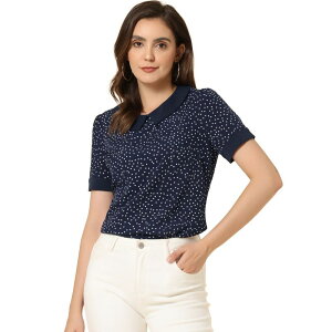 �A���O�� �P�[ ���f�B�[�X �g�b�v�X �V���c ���B���e�[�W �h�b�g �u���E�X ALLEGRA K Women's Peter Pan Collar Shirt 1950s Vintage Polka Dots Blouse Navy Blue �l�C�r�[