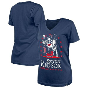 �j���[�G�� ���f�B�[�X �g�b�v�X T�V���c V�l�b�N Women's New Era Navy Boston Red Sox Little Miss 2 V-Neck T-Shirt Rsx Navy �l�C�r�[