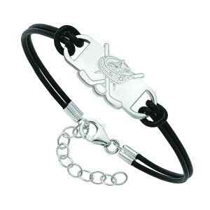 yz SA[g fB[X uXbgEoOEANbg ANZT[ LogoArt Sterling Silver Columbus Blue Jackets Black Leather Bracelet Silver