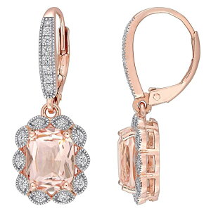 yz Xe O[X fB[X sAXECO ANZT[ Stella Grace 18k Rose Gold Over Silver Simulated Morganite & Cubic Zirconia Leverback Earrings Rose Tone