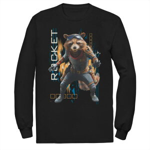 �}�[�x�� �����Y �g�b�v�X T�V���c Men's Marvel Avengers Endgame Rocket Motion Long Sleeve Tee Black �u���b�N