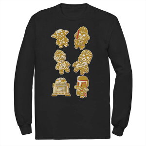 �A�j���L�����N�^�[ �����Y �g�b�v�X T�V���c �g�[�� Licensed Character Big & Tall Star Wars Ginger Cookie Character Collage Long Sleeve Tee Black �u���b�N