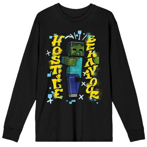 �A�j���L�����N�^�[ �����Y �g�b�v�X T�V���c Licensed Character Men's Minecraft Hostile Behavior Long Sleeve Tee Black �u���b�N