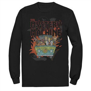 �A�j���L�����N�^�[ �����Y �g�b�v�X T�V���c �g�[�� �O���t�B�b�N Licensed Character Big & Tall Scooby-Doo The Mystery Machine Flame Portrait Long Sleeve Graphic Tee Black �u���b�N
