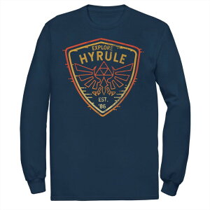 �A�j���L�����N�^�[ �����Y �g�b�v�X T�V���c Licensed Character Men's The Legend Of Zelda Explore Camp Hyrule Crest Long Sleeve Tee Navy �l�C�r�[