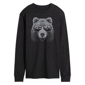�A�j���L�����N�^�[ �����Y �g�b�v�X T�V���c �O���t�B�b�N Licensed Character Men's Mountain Bear Sunglasses Long Sleeve Graphic Tee Black �u���b�N