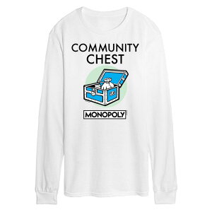 �A�j���L�����N�^�[ �����Y �g�b�v�X T�V���c �O���t�B�b�N Licensed Character Men's Monopoly Community Chest Long Sleeve Graphic Tee White �z���C�g