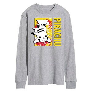 �A�j���L�����N�^�[ �����Y �g�b�v�X T�V���c �O���t�B�b�N Licensed Character Men's Pok mon Tie Dye Pikachu Long Sleeve Graphic Tee Heather Gray �O���[