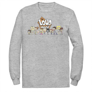 �j�R���f�I�� �����Y �g�b�v�X T�V���c ���S �O���t�B�b�N Men's Nickelodeon The Loud House Cast In A Row Logo Long Sleeve Graphic Tee Athletic Heather �w�U�[