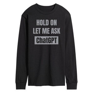 �A�j���L�����N�^�[ �����Y �g�b�v�X T�V���c �O���t�B�b�N Licensed Character Men's Hold On Ask ChatGPT Long Sleeve Graphic Tee Graphic Tee Black �u���b�N