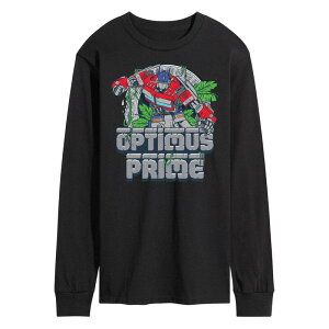 �A�j���L�����N�^�[ �����Y �g�b�v�X T�V���c �O���t�B�b�N Licensed Character Men's Transformers Optimus Prime Long Sleeve Graphic Tee Black �u���b�N