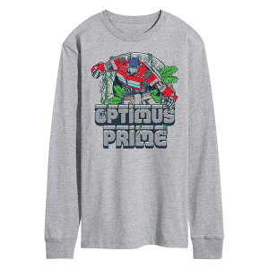 �A�j���L�����N�^�[ �����Y �g�b�v�X T�V���c �O���t�B�b�N Licensed Character Men's Transformers Optimus Prime Long Sleeve Graphic Tee Gray �O���[