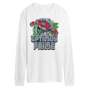 �A�j���L�����N�^�[ �����Y �g�b�v�X T�V���c �O���t�B�b�N Licensed Character Men's Transformers Optimus Prime Long Sleeve Graphic Tee White �z���C�g