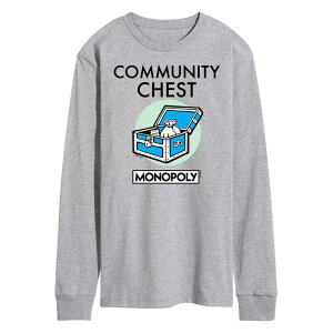 �A�j���L�����N�^�[ �����Y �g�b�v�X T�V���c �O���t�B�b�N Licensed Character Men's Monopoly Community Chest Long Sleeve Graphic Tee Gray �O���[