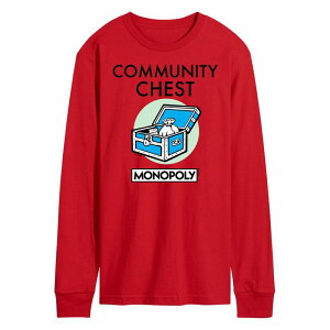 �A�j���L�����N�^�[ �����Y �g�b�v�X T�V���c �O���t�B�b�N Licensed Character Men's Monopoly Community Chest Long Sleeve Graphic Tee Red ���b�h